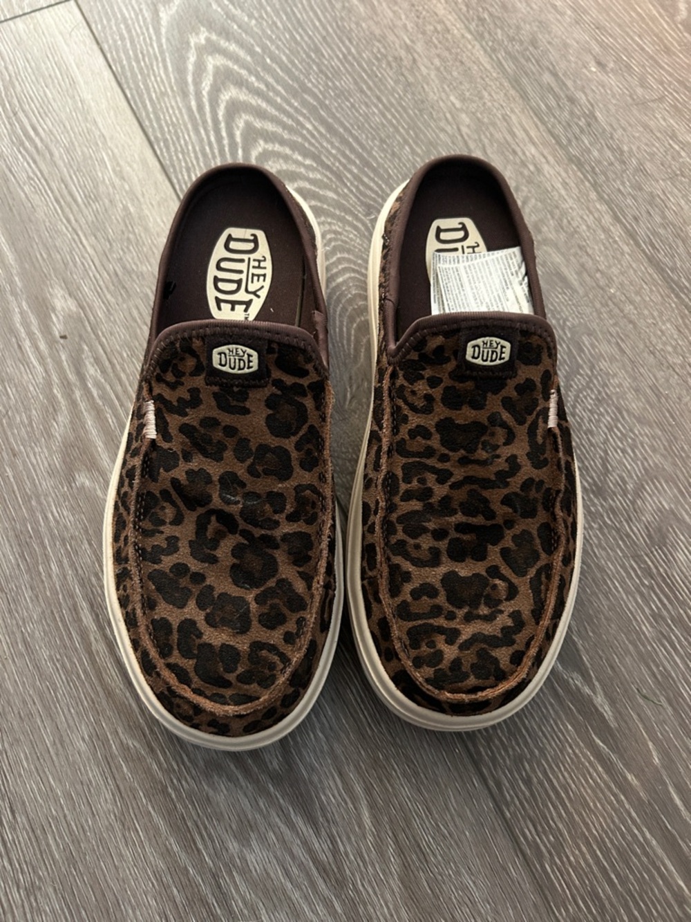 Hey Dude Women’s Leopard Print Mules in Brown and Black
